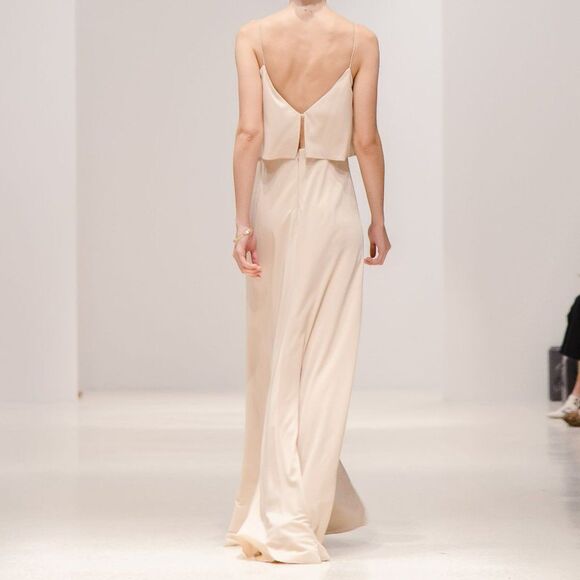 NWT JENNY YOO BRIE DRESS IN CHAI SIZE 12 UNHEMMED RETAIL $275 - Picture 3 of 12